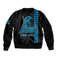 Custom Hawaii Sleeve Zip Bomber Jacket King Kamehameha Day - Blue LT6 - Polynesian Pride