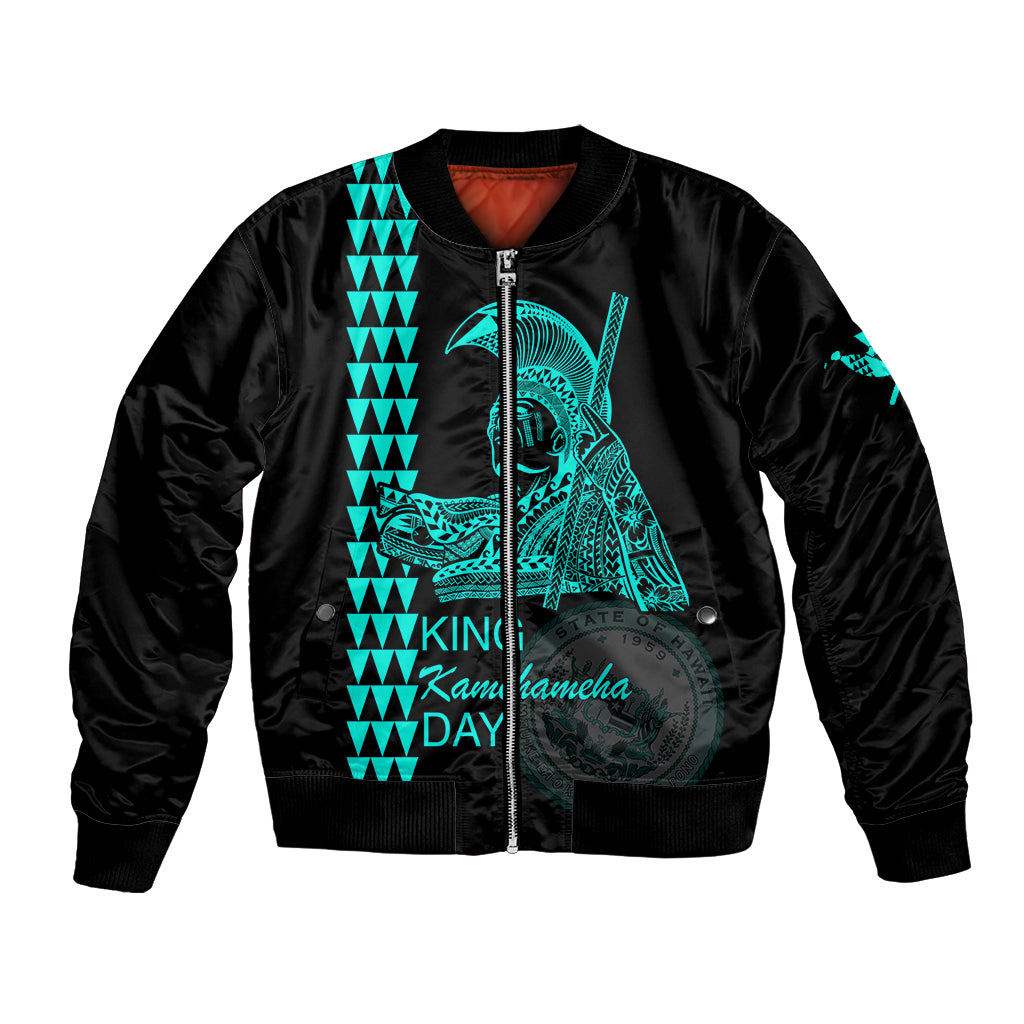 Custom Hawaii Bomber Jacket King Kamehameha Day - Green LT6 Unisex Green - Polynesian Pride