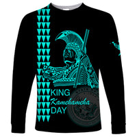 Custom Hawaii Long Sleeve Shirt King Kamehameha Day - Green LT6 Unisex Green - Polynesian Pride