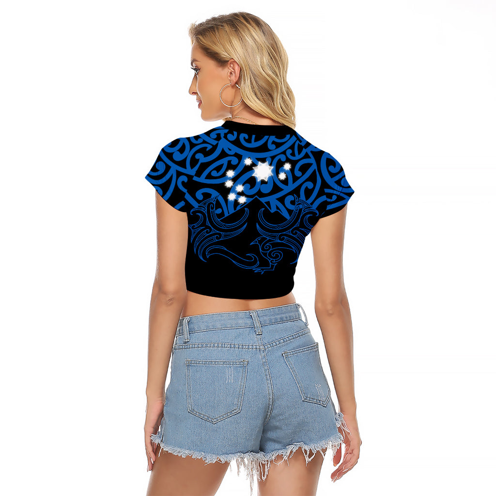 Matariki New Zealand Raglan Cropped T Shirt Maori New Year Blue LT6 - Polynesian Pride
