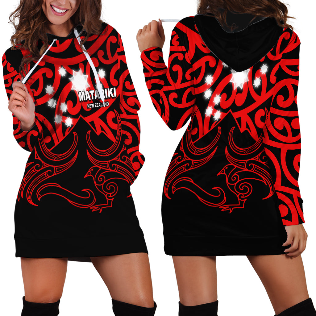 Matariki New Zealand Hoodie Dress Maori New Year Red LT6 - Polynesian Pride