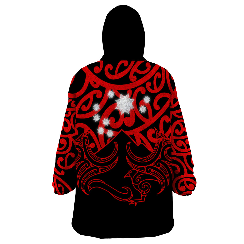 Matariki New Zealand Wearable Blanket Hoodie Maori New Year Red LT6 - Polynesian Pride