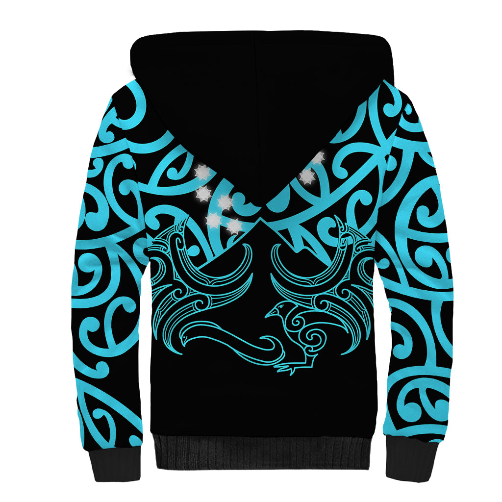 Matariki New Zealand Sherpa Hoodie Maori New Year Light Blue LT6 - Polynesian Pride