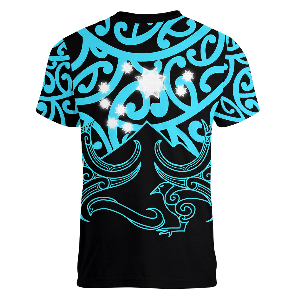 Matariki New Zealand Women V Neck T Shirt Maori New Year Light Blue LT6 - Polynesian Pride