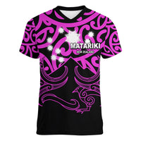 Matariki New Zealand Women V Neck T Shirt Maori New Year Purple LT6 Female Purple - Polynesian Pride