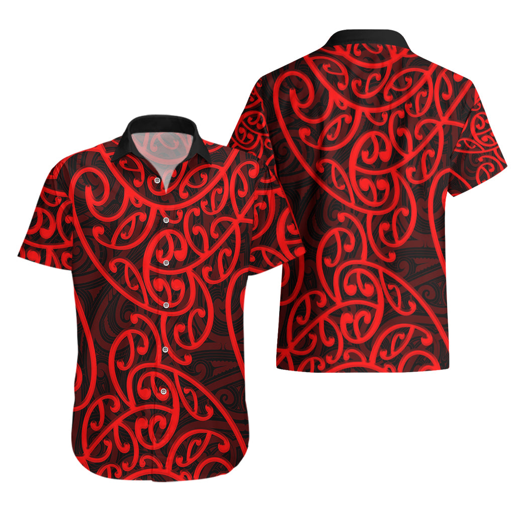 New Zealand Hawaiian Shirt Maori Pattern Red LT6 - Polynesian Pride