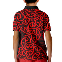 New Zealand Kid Polo Shirt Maori Pattern Red LT6 - Polynesian Pride