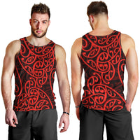 New Zealand Men Tank Top Maori Pattern Red LT6 - Polynesian Pride