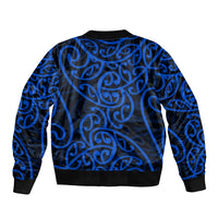 New Zealand Bomber Jacket Maori Pattern Blue LT6 - Polynesian Pride