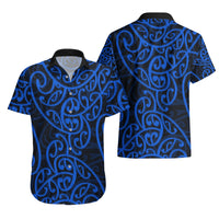 New Zealand Hawaiian Shirt Maori Pattern Blue LT6 - Polynesian Pride