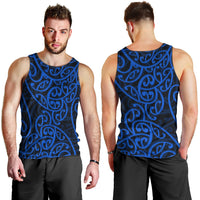 New Zealand Men Tank Top Maori Pattern Blue LT6 - Polynesian Pride