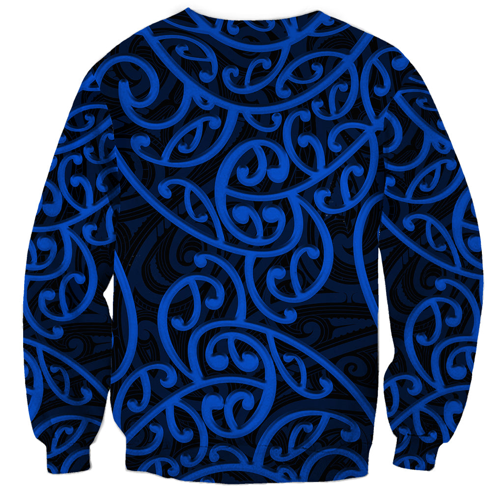 New Zealand Sweatshirt Maori Pattern Blue LT6 - Polynesian Pride