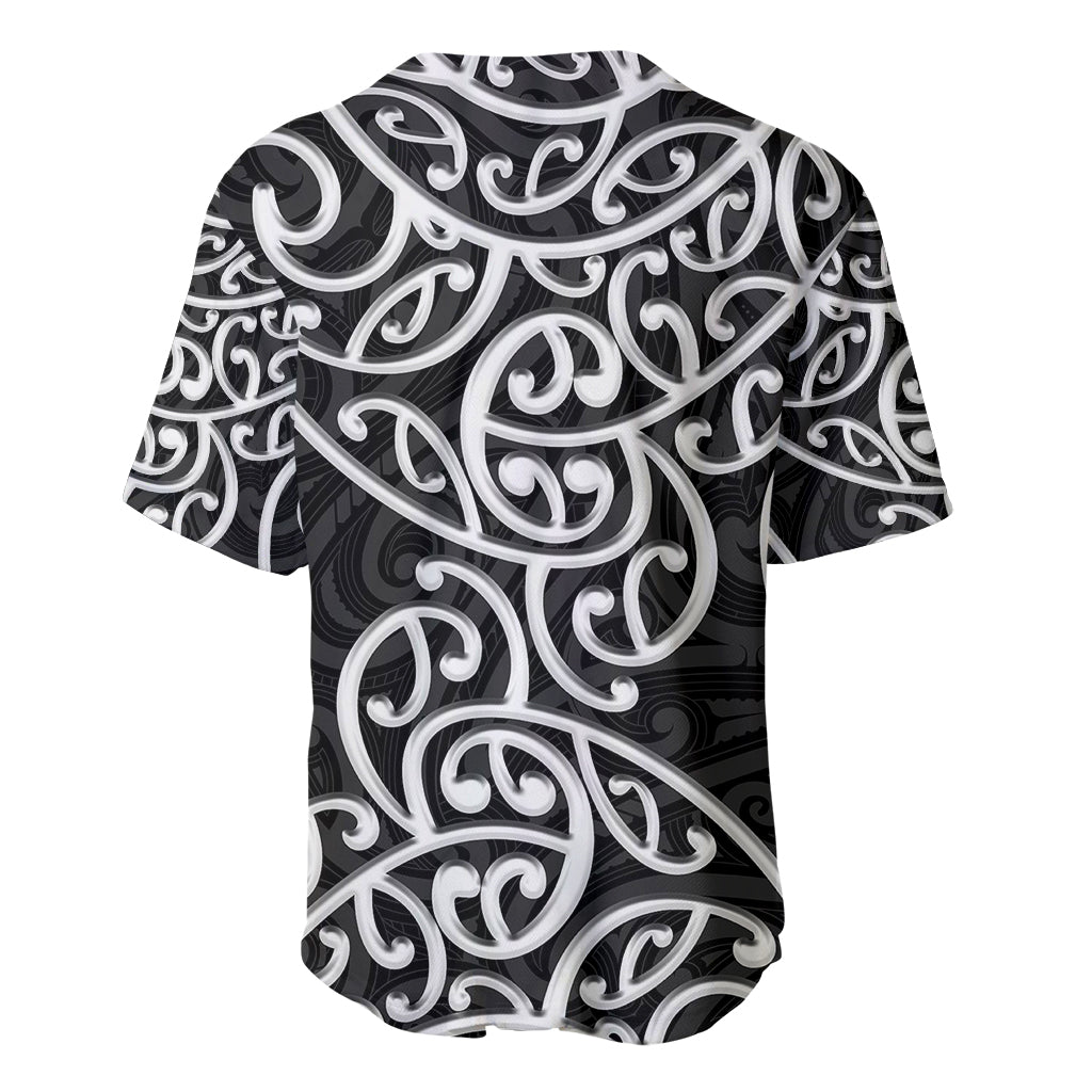 New Zealand Baseball Jersey Maori Pattern White LT6 - Polynesian Pride