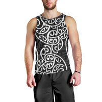 New Zealand Men Tank Top Maori Pattern White LT6 - Polynesian Pride