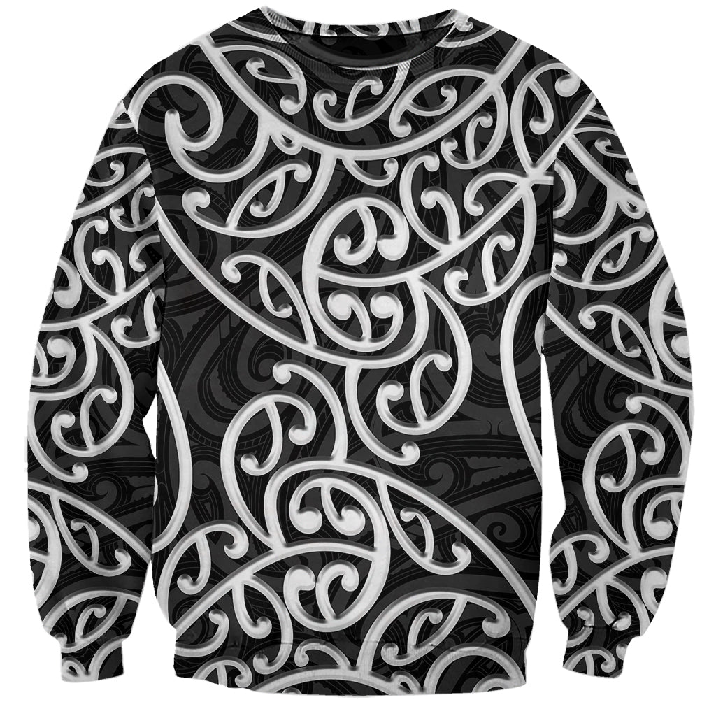 New Zealand Sweatshirt Maori Pattern White LT6 Unisex White - Polynesian Pride