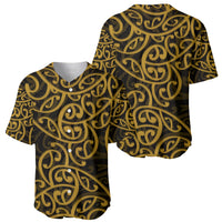 New Zealand Baseball Jersey Maori Pattern Gold LT6 - Polynesian Pride