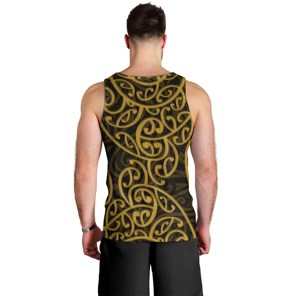 New Zealand Men Tank Top Maori Pattern Gold LT6 - Polynesian Pride