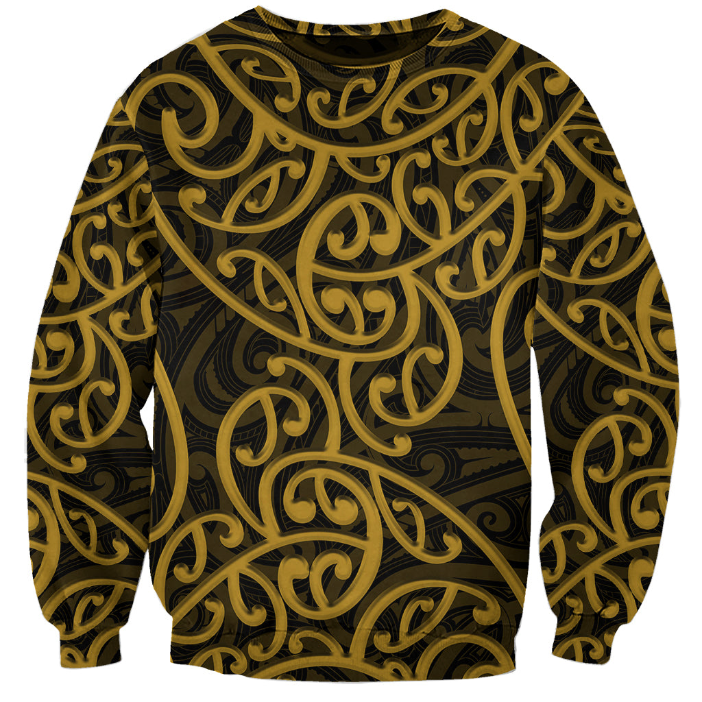 New Zealand Sweatshirt Maori Pattern Gold LT6 Unisex Gold - Polynesian Pride