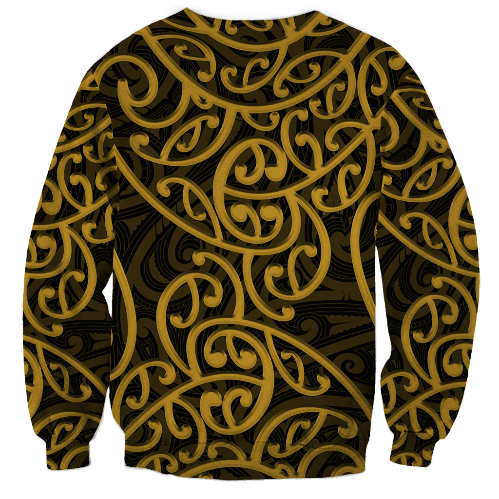 New Zealand Sweatshirt Maori Pattern Gold LT6 - Polynesian Pride