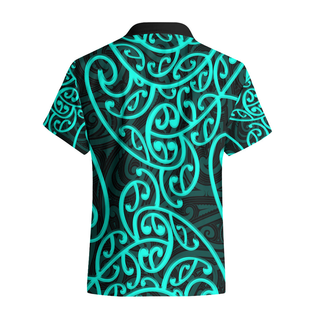 New Zealand Hawaiian Shirt Maori Pattern Turquoise LT6 - Polynesian Pride