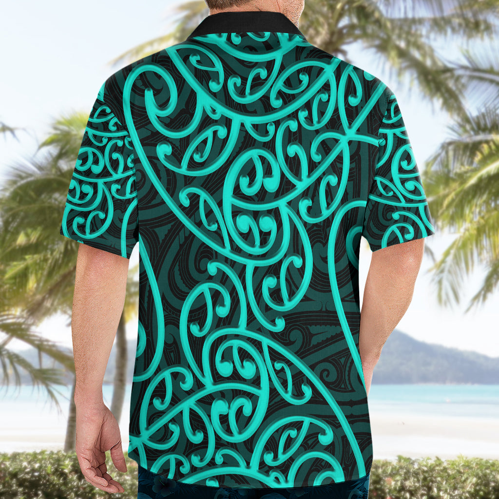 New Zealand Hawaiian Shirt Maori Pattern Turquoise LT6 - Polynesian Pride