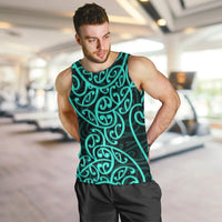 New Zealand Men Tank Top Maori Pattern Turquoise LT6 - Polynesian Pride