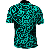 New Zealand Polo Shirt Maori Pattern Turquoise LT6 - Polynesian Pride
