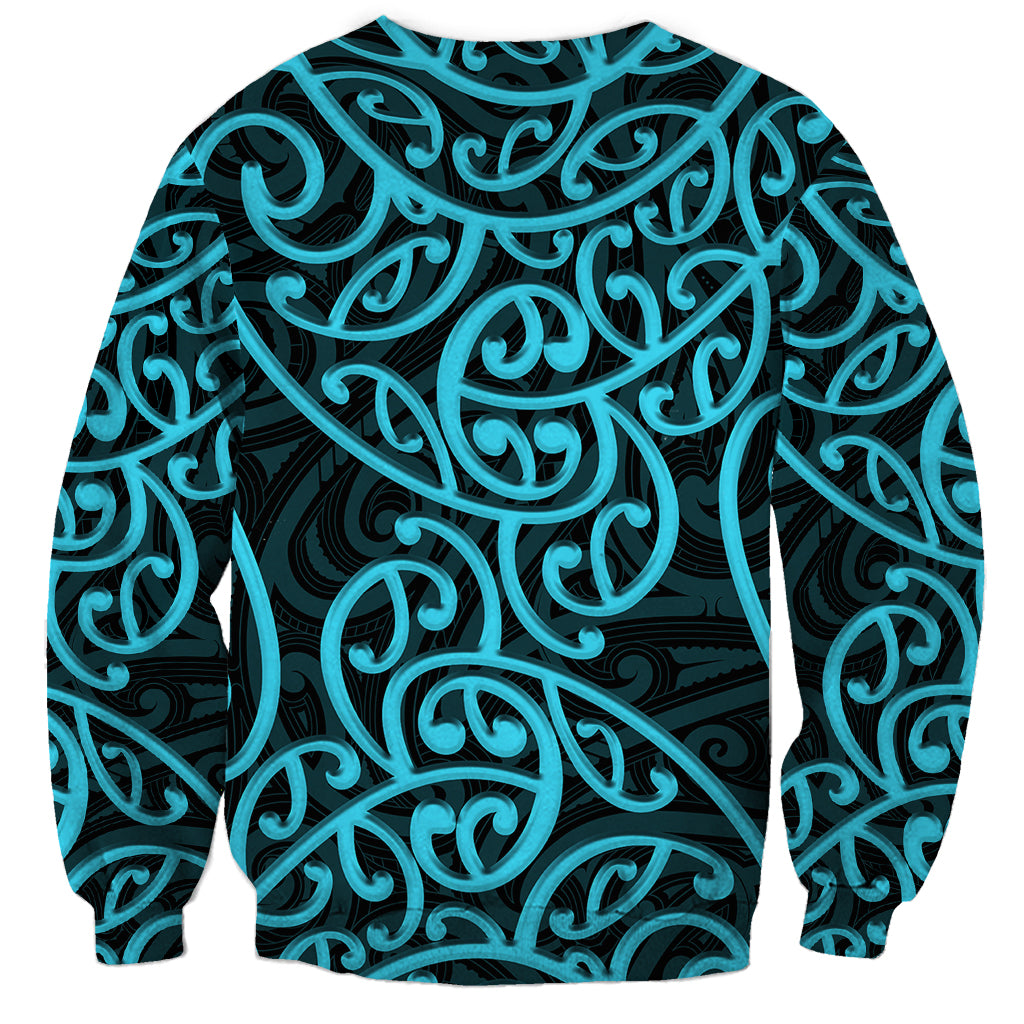 New Zealand Sweatshirt Maori Pattern Light Blue LT6 - Polynesian Pride