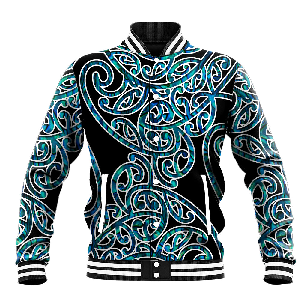 New Zealand Baseball Jacket Maori Pattern Papua Shell LT6 Unisex Green - Polynesian Pride