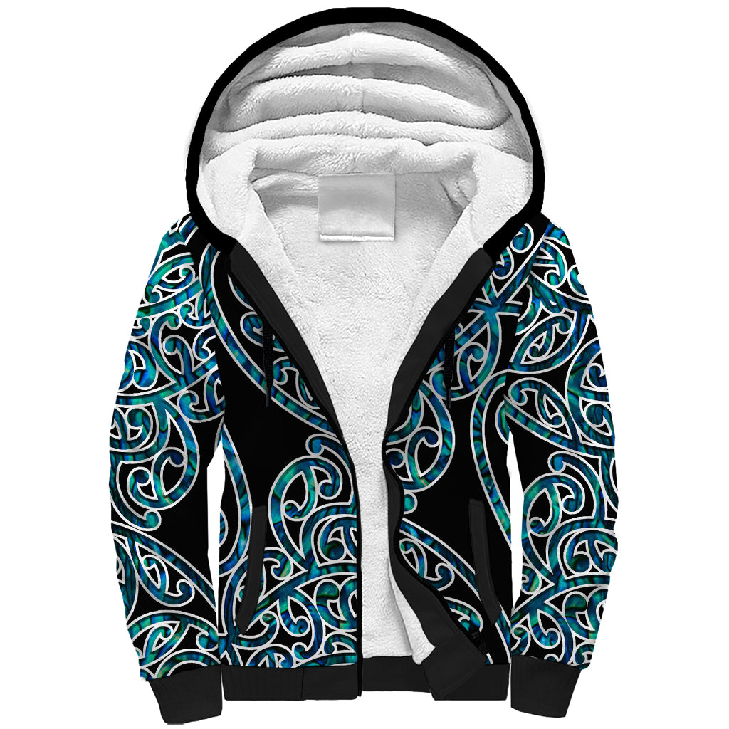 New Zealand Sherpa Hoodie Maori Pattern Papua Shell LT6 Unisex Green - Polynesian Pride