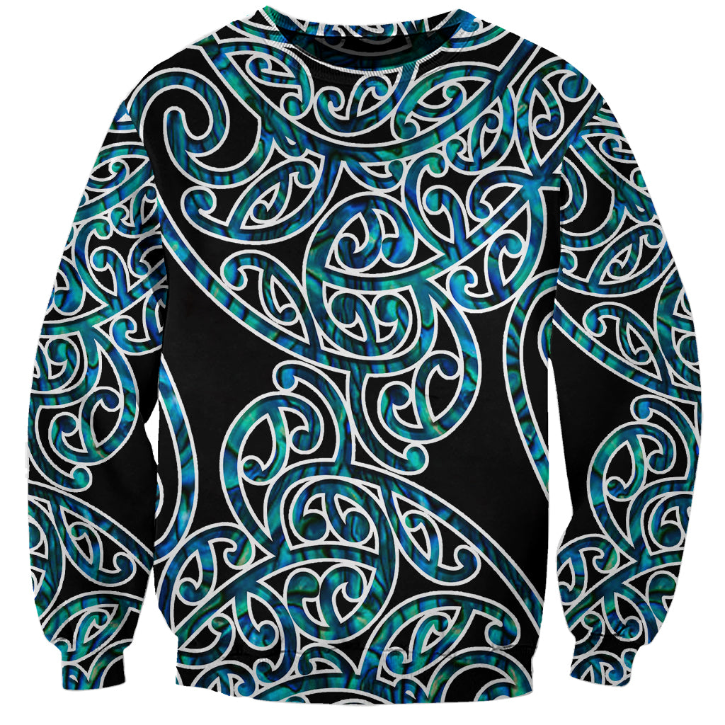 New Zealand Sweatshirt Maori Pattern Papua Shell LT6 Unisex Green - Polynesian Pride