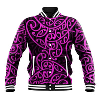 New Zealand Baseball Jacket Maori Pattern Purple LT6 Unisex Purple - Polynesian Pride