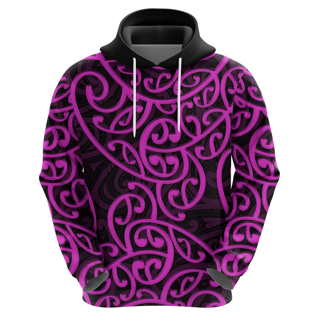 New Zealand Hoodie Maori Pattern Purple LT6 - Polynesian Pride