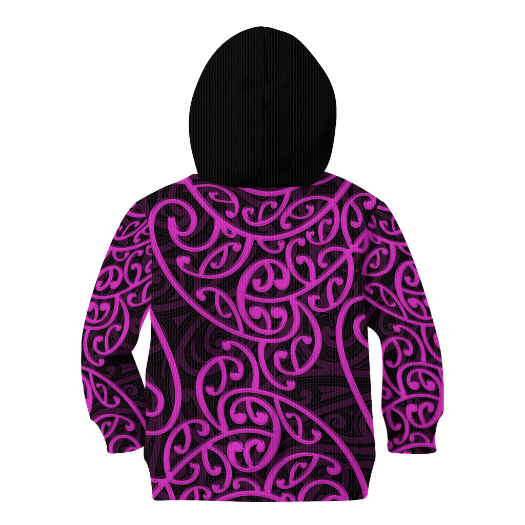 New Zealand Kid Hoodie Maori Pattern Purple LT6 - Polynesian Pride