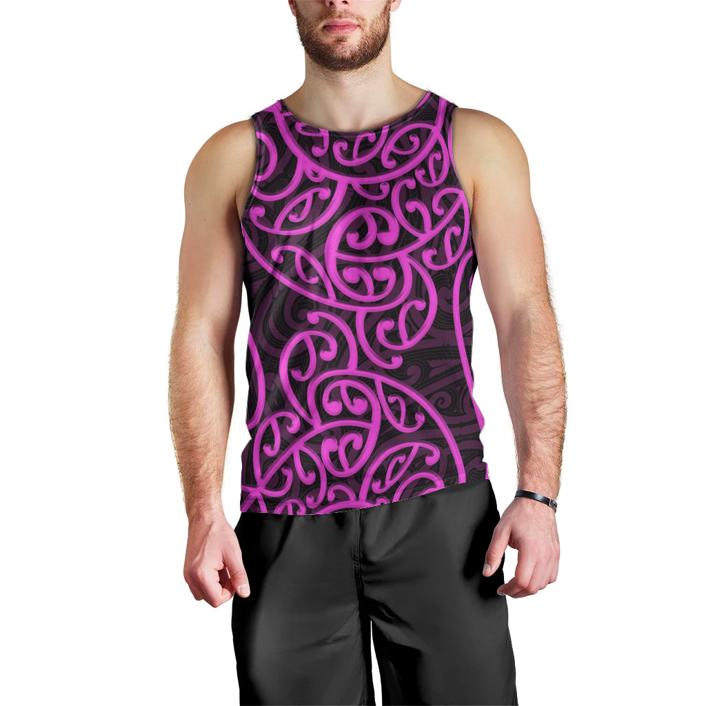 New Zealand Men Tank Top Maori Pattern Purple LT6 - Polynesian Pride