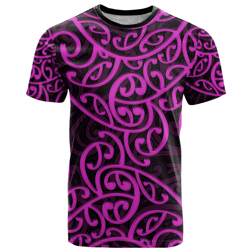 New Zealand T Shirt Maori Pattern Purple LT6 Purple - Polynesian Pride