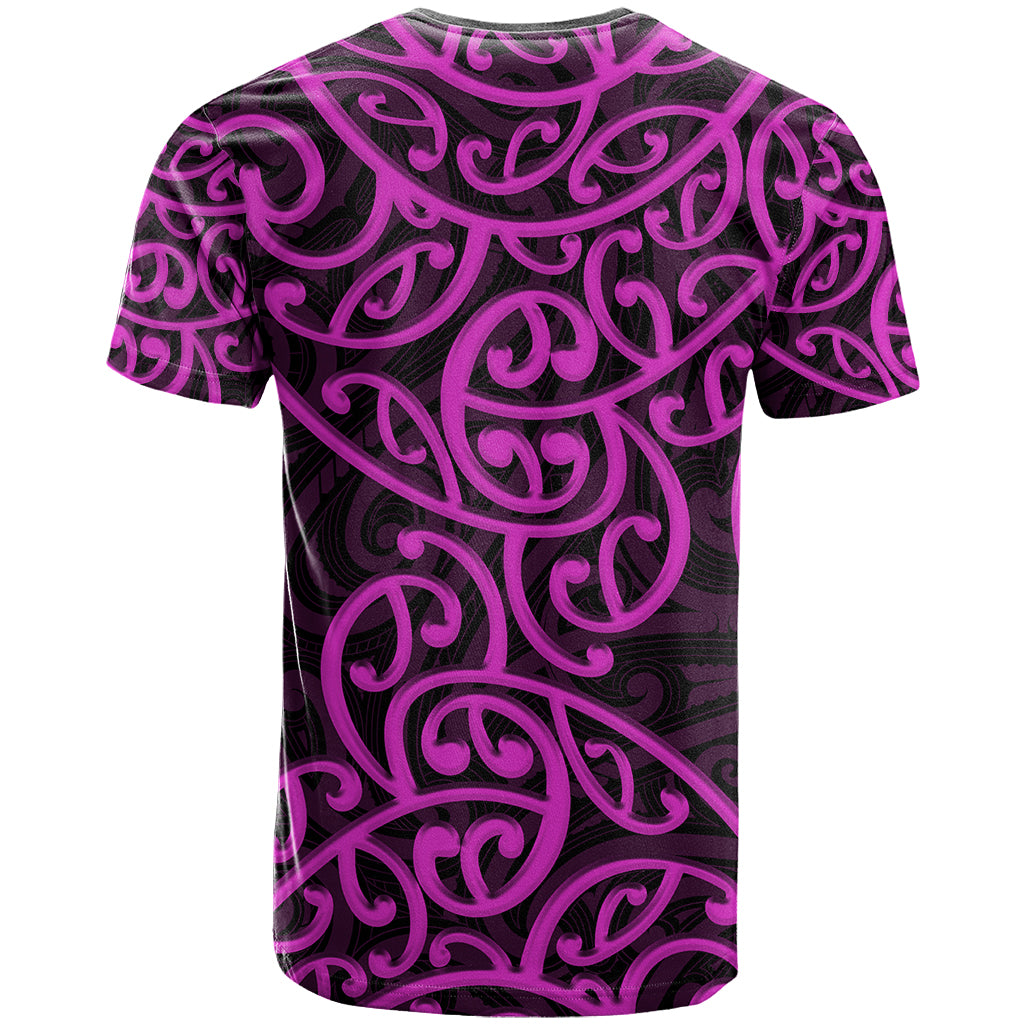 New Zealand T Shirt Maori Pattern Purple LT6 - Polynesian Pride