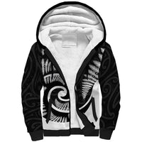New Zealand Sherpa Hoodie Maori With Silver Fern White LT6 Unisex White - Polynesian Pride