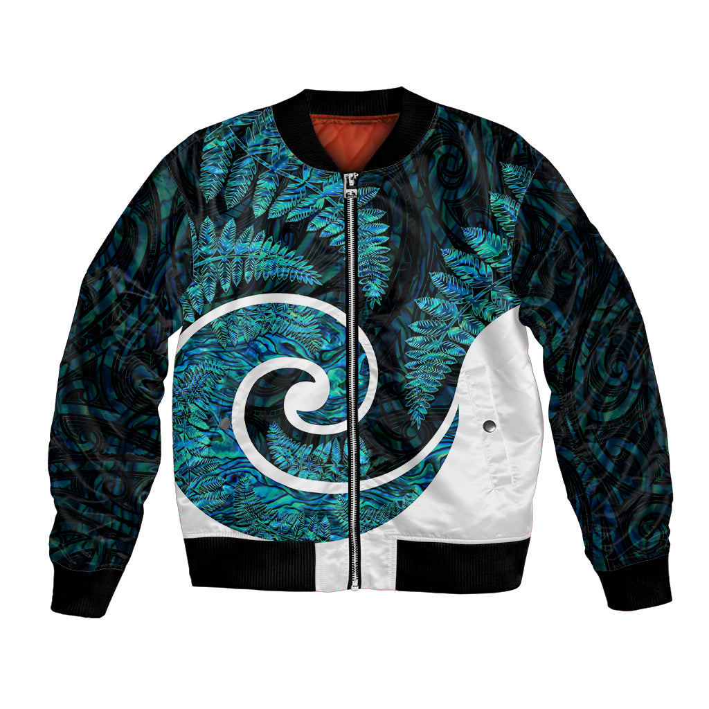 New Zealand Bomber Jacket Maori With Silver Fern Papua Shell Green Ver.1 LT6 Unisex Green - Polynesian Pride