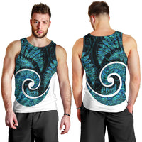 New Zealand Men Tank Top Maori With Silver Fern Papua Shell Green Ver.1 LT6 - Polynesian Pride