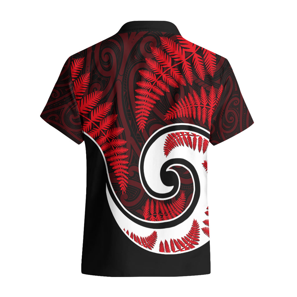 New Zealand Hawaiian Shirt Maori With Silver Fern Red LT6 - Polynesian Pride