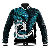 New Zealand Baseball Jacket Maori With Silver Fern Papua Shell Green Ver.2 LT6 Unisex Green - Polynesian Pride
