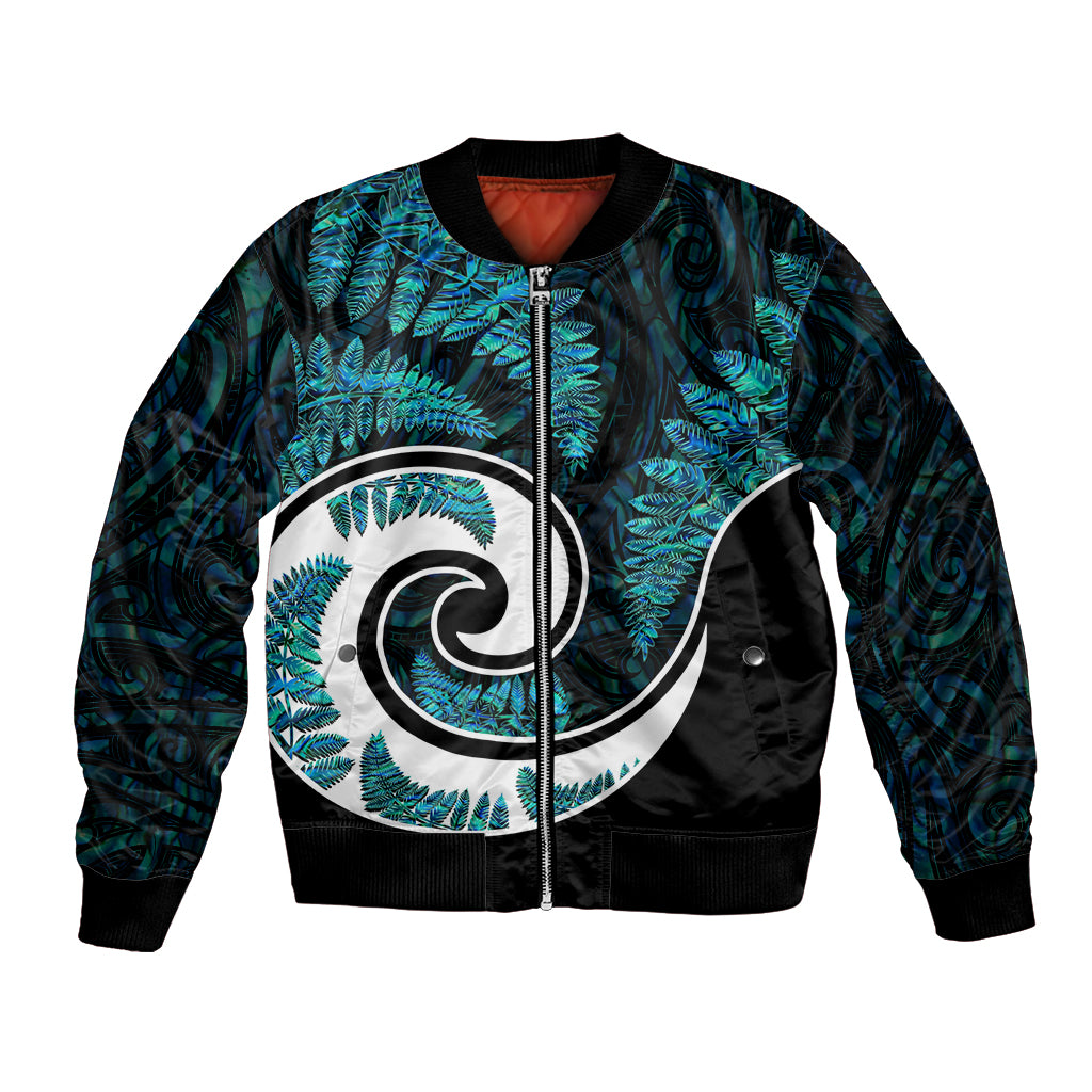 New Zealand Bomber Jacket Maori With Silver Fern Papua Shell Green Ver.2 LT6 Unisex Green - Polynesian Pride