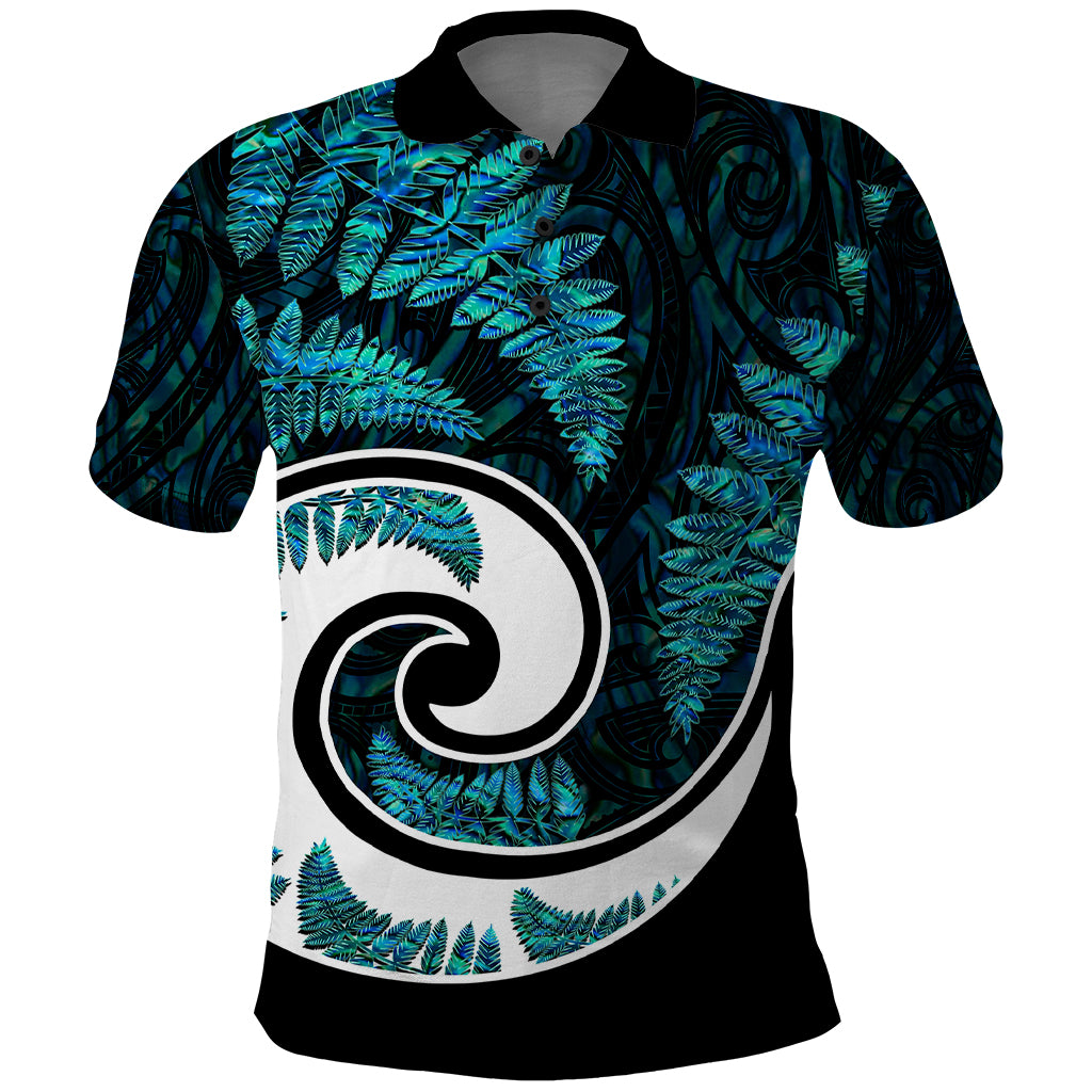 New Zealand Polo Shirt Maori With Silver Fern Papua Shell Green Ver.2 LT6 Green - Polynesian Pride