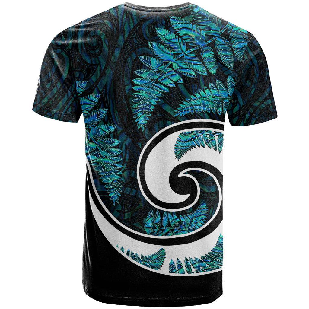 New Zealand T Shirt Maori With Silver Fern Papua Shell Green Ver.2 LT6 - Polynesian Pride