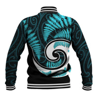 New Zealand Baseball Jacket Maori With Silver Fern Light Blue LT6 - Polynesian Pride