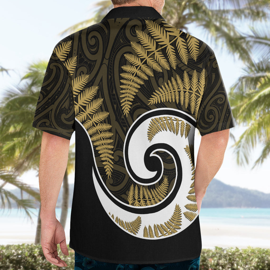 New Zealand Hawaiian Shirt Maori With Silver Fern Gold LT6 - Polynesian Pride