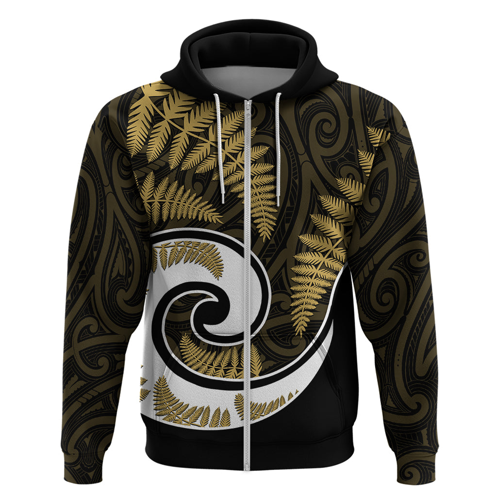 New Zealand Hoodie Maori With Silver Fern Gold LT6 - Polynesian Pride
