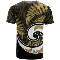 New Zealand T Shirt Maori With Silver Fern Gold LT6 - Polynesian Pride