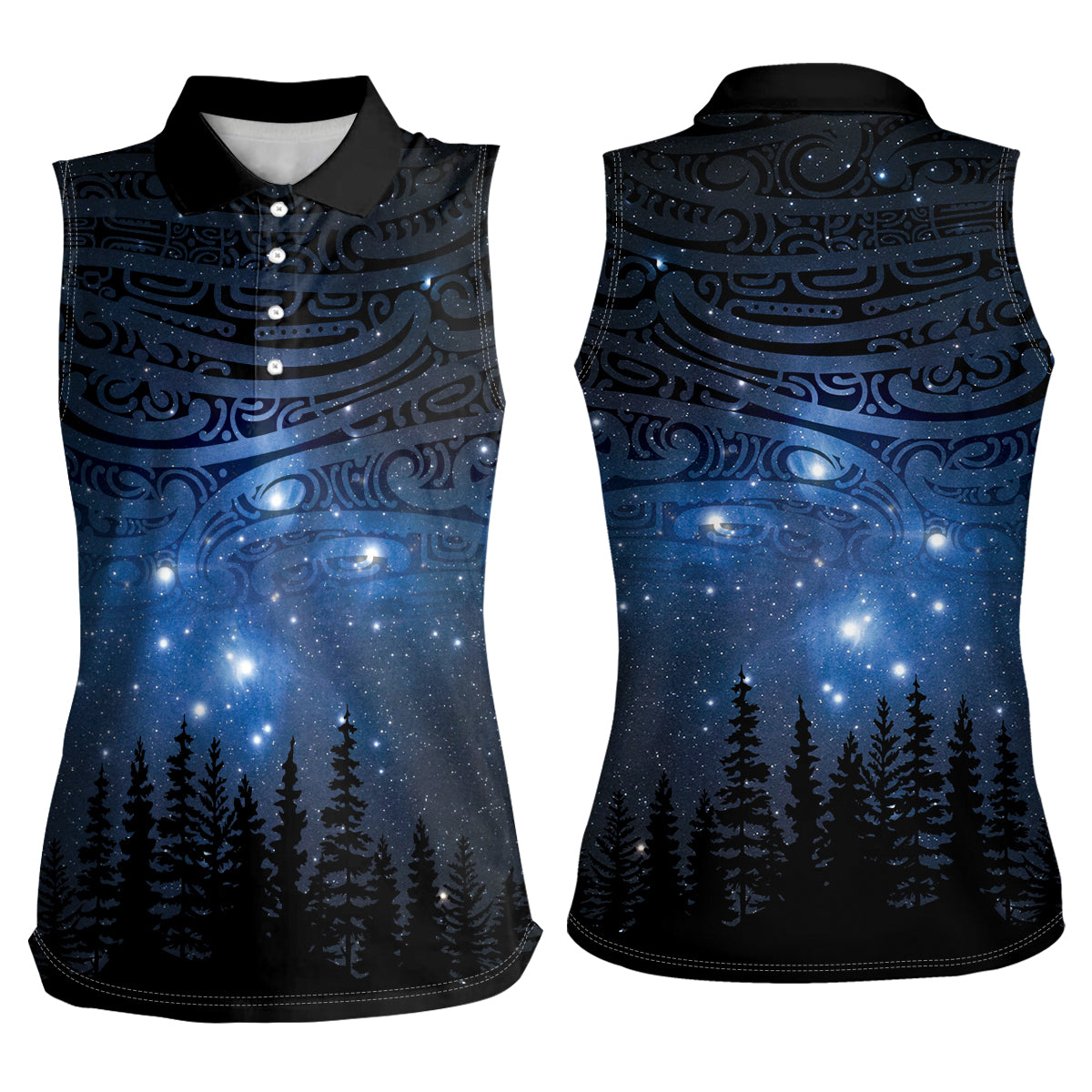 Matariki Te Tau Hou Māori Women Sleeveless Polo Shirt New Zealand Starry Sky
